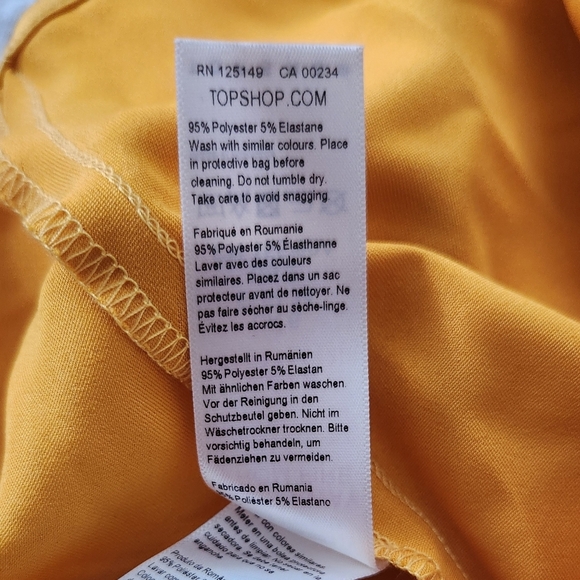 NWT Topshop Golden Yellow Rouched Side Spaghetti Strap Mini Dress Sz 2 - Picture 5 of 6